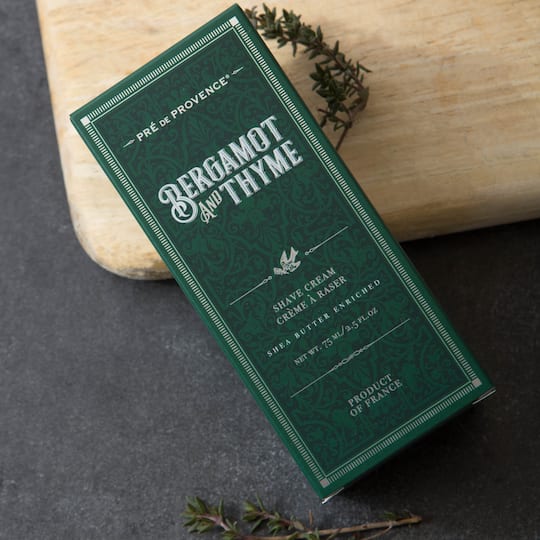 European Soaps Bergamot & Thyme Men's Shave Cream with Shea, 75mL